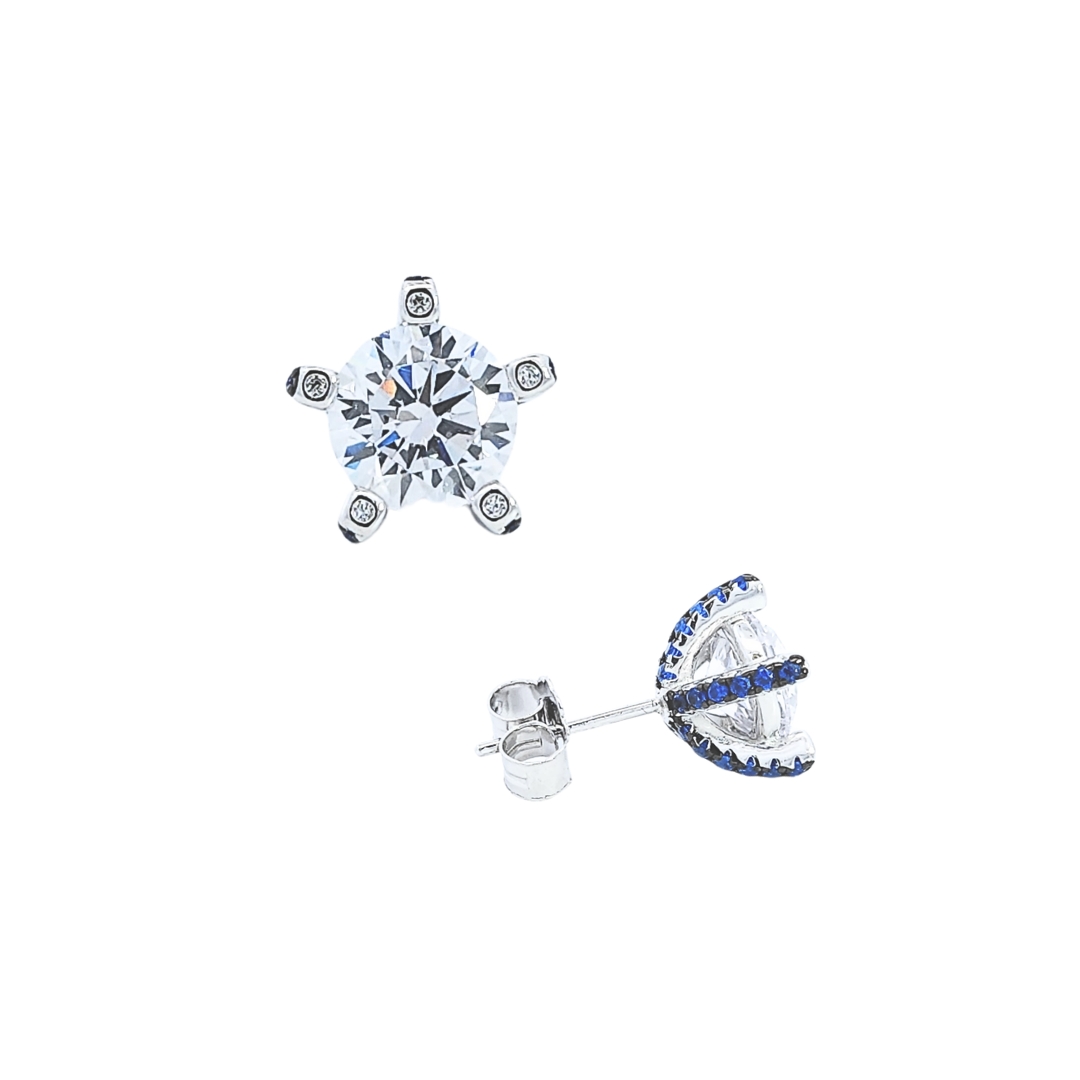 Solitaire Blue srebrne naušnice Frederiko