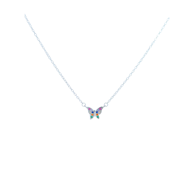 Leptir multicolor m srebrna ogrlica