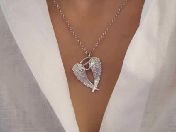 Anđeoska krila srebrna ogrlica