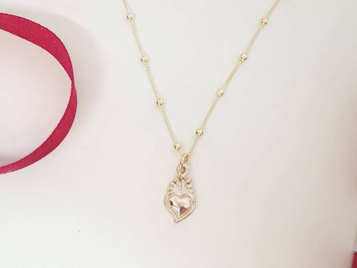 Sacred Heart srebrna ogrlica pozlata