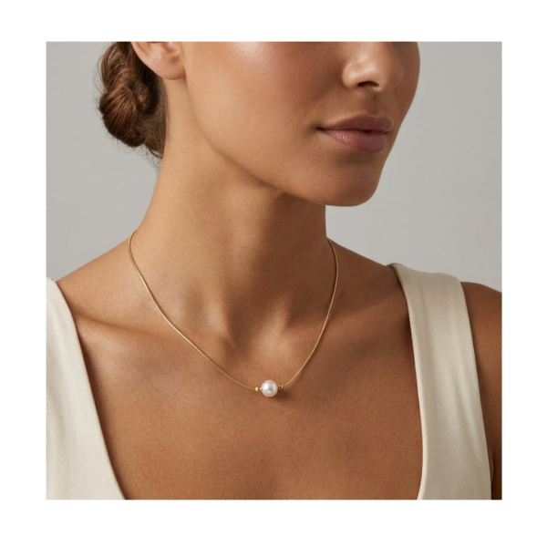 Classy pearl R srebrna ogrlica