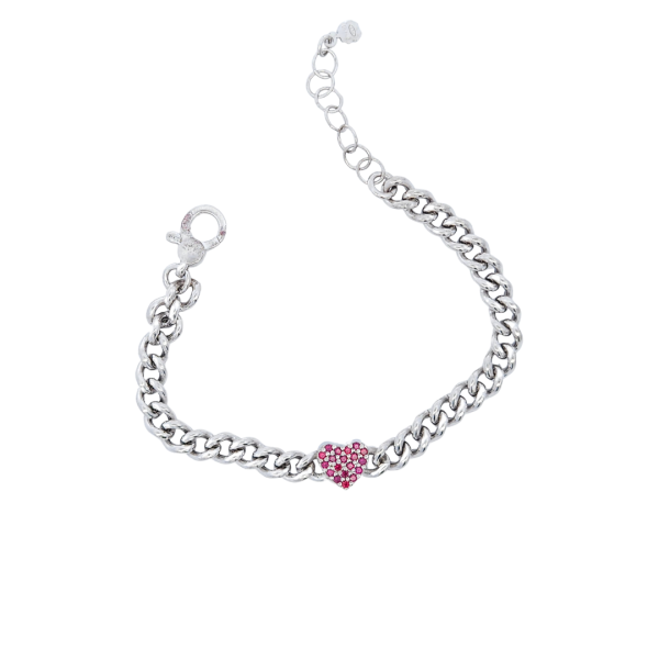 Cuban link heart srebrna narukvica