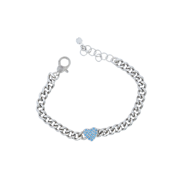 Cuban link heart srebrna narukvica