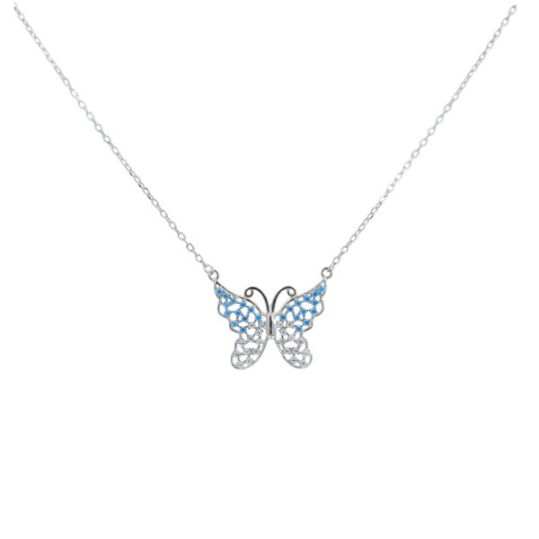 Leptir plavi srebrna ogrlica