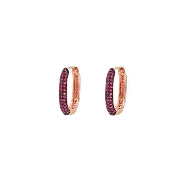 Rose gold cube srebrne naušnice crvena