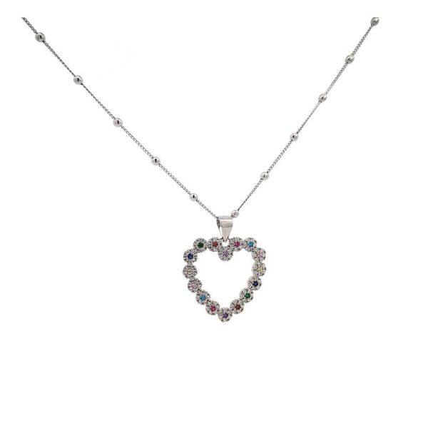 Srce Multi color gemstone srebrna ogrlica