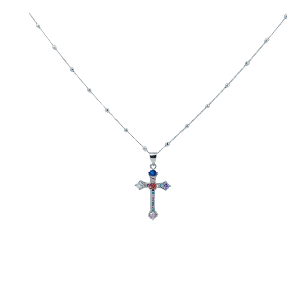 Faith Križ gemstone srebrna ogrlica
