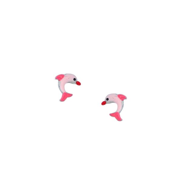 Roza delfini srebrne naušnice