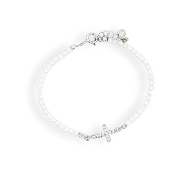Classy pearl cross narukvica srebro
