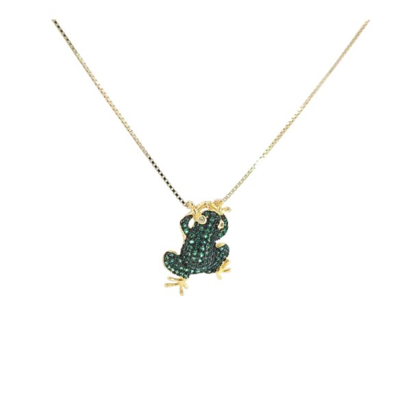 Lucky Green frog srebrna ogrlica