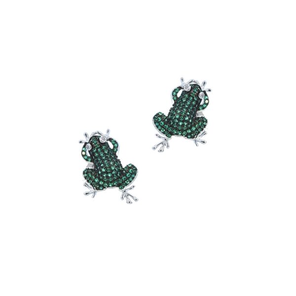 Lucky Green frogs srebrne naušnice