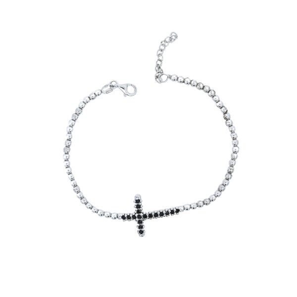 Black cross srebrna narukvica