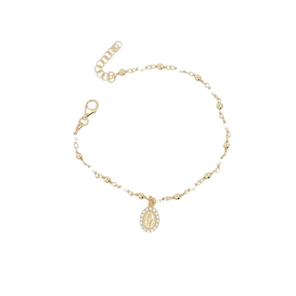 Gospa medaljica Classy pearl narukvica srebro