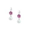Classy pearl pink flower srebrne naušnice