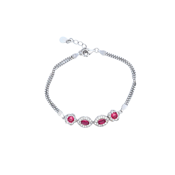 Glossy Red srebrna narukvica