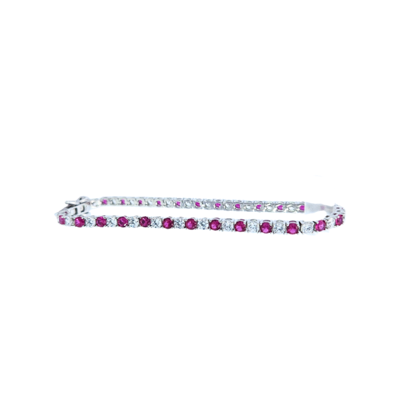 Tennis srebrna narukvica Ruby Radiance