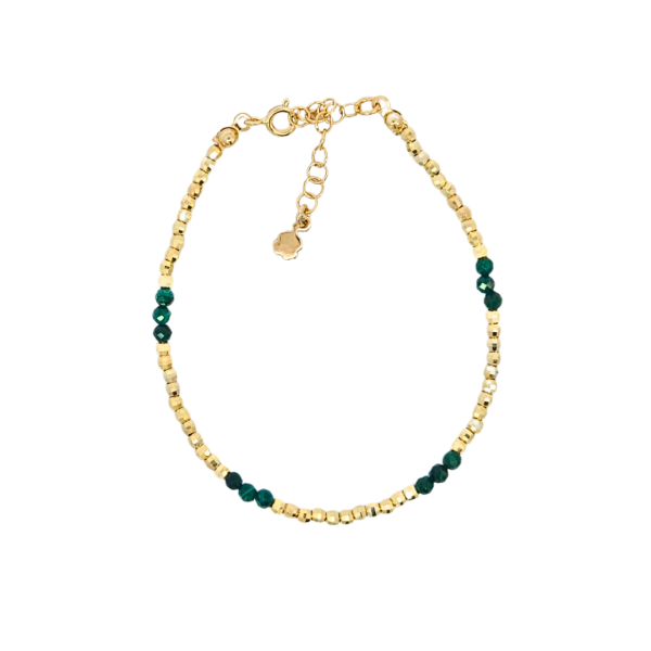 Malachite Harmony srebrna narukvica pozlata