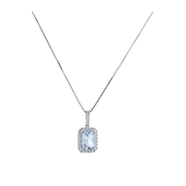 Aqua Blue cube s srebrna ogrlica